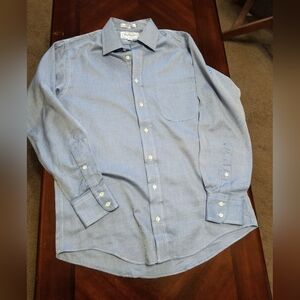 Burberry's Blue Sheen Button-Down Shirt 15/33